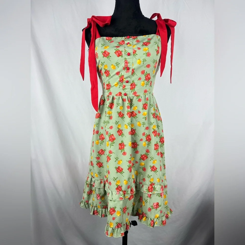 Temu Plus Side Boho Floral Tie-Shoulder Dress - Picture 1 of 3